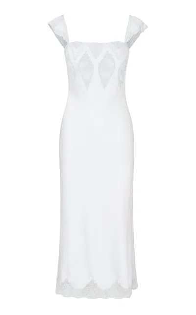 Loveshackfancy Karmine Lace-detailed Midi Dress In Blue