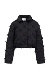 Loveshackfancy Kasey Bow-detailed Technical Puffer Jacket In Black