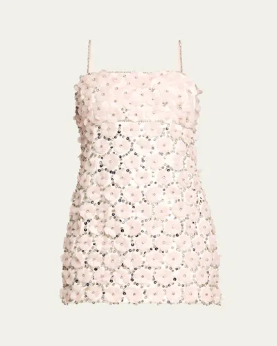 Loveshackfancy Katarina Floral Embellished Mini Dress In Pink