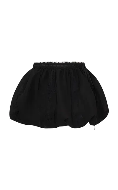 Loveshackfancy Kavita Bubble Silk Mini Skirt In Black
