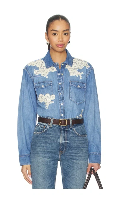 Loveshackfancy Kelith Shirt In Blue