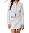 Loveshackfancy Kelli Sequin Tweed Jacket In White In White