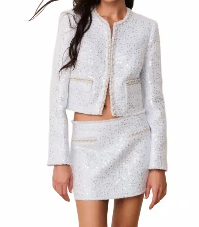 Loveshackfancy Kelli Sequin Tweed Jacket In White