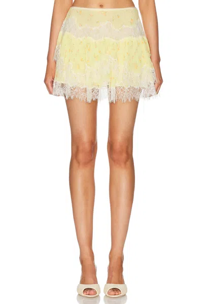 Loveshackfancy Kellison Skirt In Lemon Haze