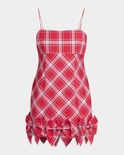 Loveshackfancy Kennedi Tartan Bow Mini Dress In Red
