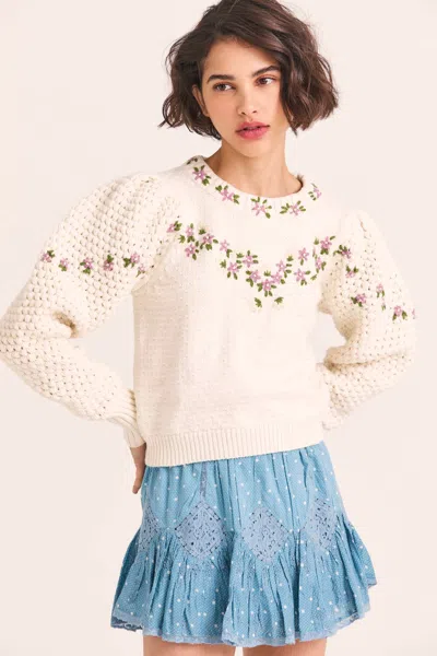Loveshackfancy Kenzly Pullover Ivory In Multi