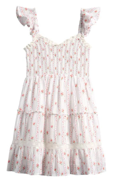 Loveshackfancy Kids' Avenora Floral Lace Trim Tiered Cotton Sundress In Multi