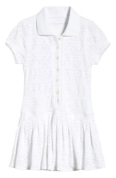 Loveshackfancy Kids' Courtley Pointelle Polo Dress In White
