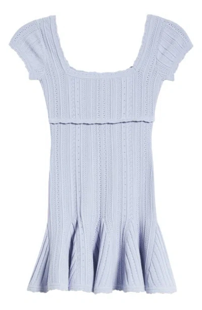 Loveshackfancy Kids' Daffron Pointelle Sweater Dress In Blue