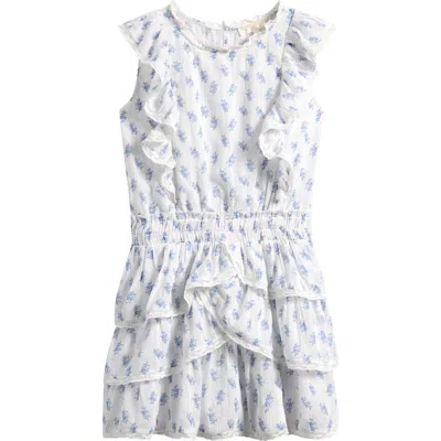 Loveshackfancy Kids' Decker Floral Ruffle Lace Trim Tiered Cotton Dress In Multi
