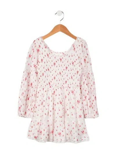 Pre-owned Loveshackfancy Kids Girls' Floral Pattern Dress In Pink