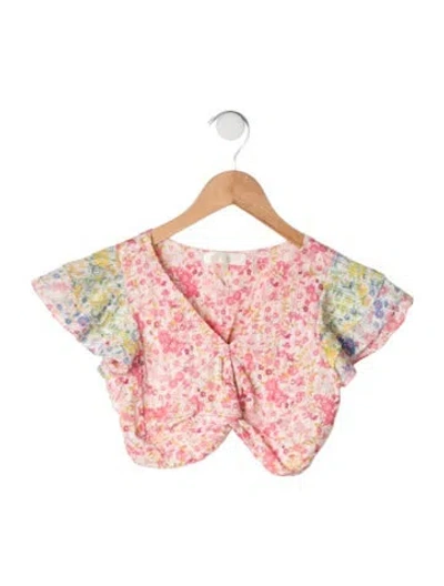Pre-owned Loveshackfancy Kids Girls' Floral Shirt In Pink