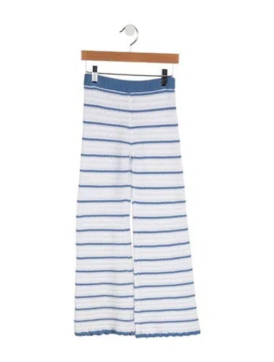 Pre-owned Loveshackfancy Kids Girls' Knitted Pants In Blue/white