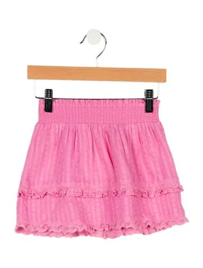 Pre-owned Loveshackfancy Kids Girls' Lace Trim Ruffled Skirt W/tags In Pink