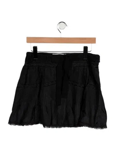 Pre-owned Loveshackfancy Kids Girls' Lace Trim Skirt In Black