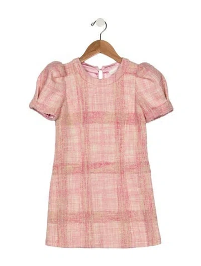 Pre-owned Loveshackfancy Kids' Girls' Patterned Short Sleeve Dress In Pink