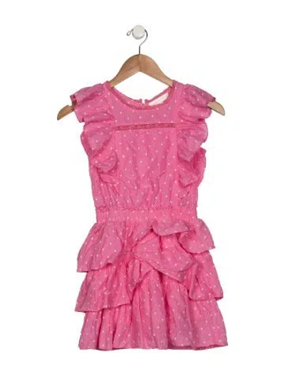Pre-owned Loveshackfancy Kids Girls Polka Dot Print Sleeveless Dress In Pink