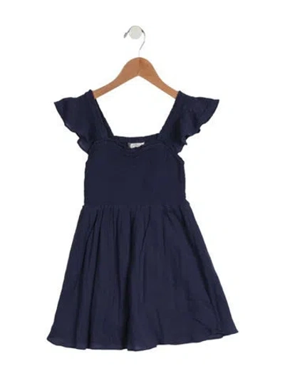 Pre-owned Loveshackfancy Kids Girls' Ruffled Embellished Dress In Blue
