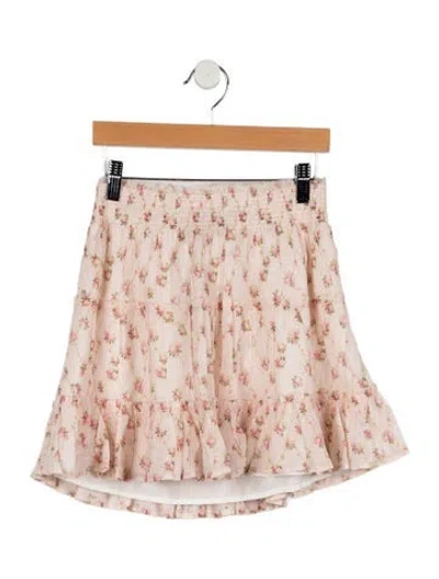 Pre-owned Loveshackfancy Kids Girls' Ruffled Floral Pattern Skirt In Pink