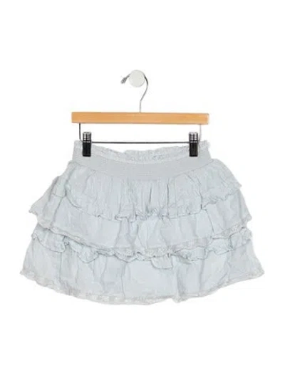Pre-owned Loveshackfancy Kids Girls Ruffled Skirt In Blue