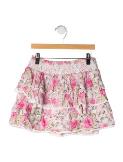 Pre-owned Loveshackfancy Kids Girls Ruffled Skirt In Pink