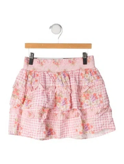 Pre-owned Loveshackfancy Kids Girls' Ruffled Skirts In Pink