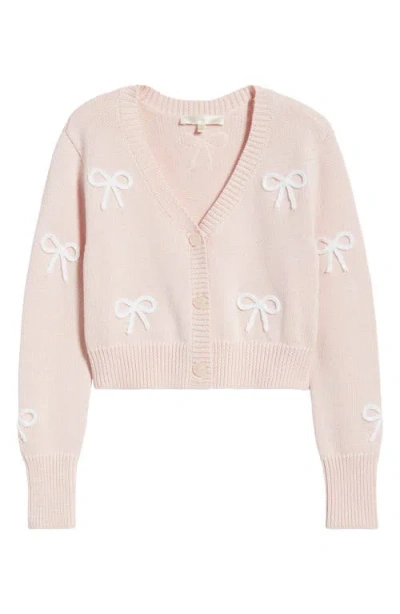 Loveshackfancy Kids' Jayne Bow Embellished Cardigan In Pink