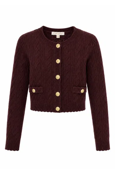 Loveshackfancy Kids' Kenderson Cable Knit Cardigan In Cinnabar