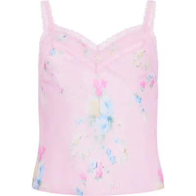 Loveshackfancy Kids' Lirena Floral Lace Trim Top In Pink