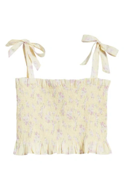 Loveshackfancy Kids' Merrinelle Smocked Cotton Crop Top In Gold