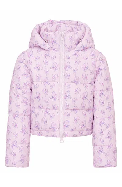 Loveshackfancy Kids' Moore Floral Puffer Jacket In Iced Mauve