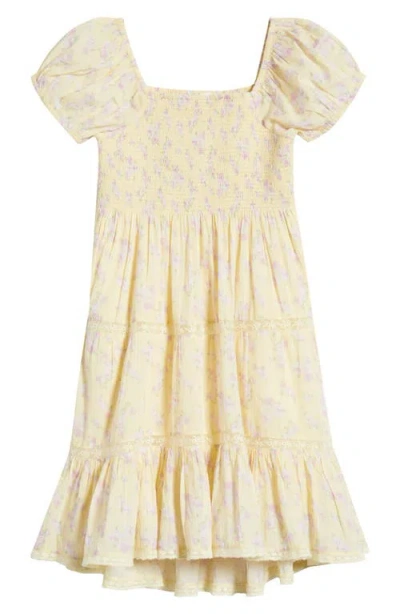 Loveshackfancy Kids' Muriella Floral Smocked Dress In Yellow