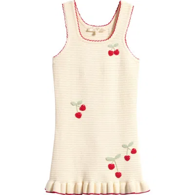 Loveshackfancy Kids' Ottie Cherry Print Crochet Dress In Neutral