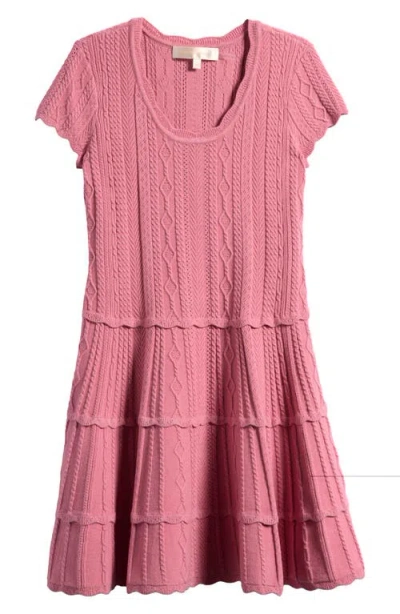 Loveshackfancy Kids' Reigh Cable & Pointelle Stitch Midi Dress In Pink