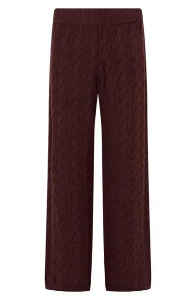 Loveshackfancy Kids' Shalley Wide Leg Cable Knit Pants In Cinnabar