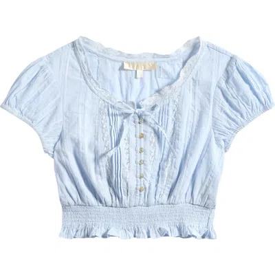 Loveshackfancy Kids' Shoreline Smocked Cotton Top In Blue