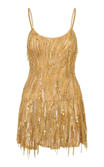 Loveshackfancy Kinna Embellished Mini Dress In Gold