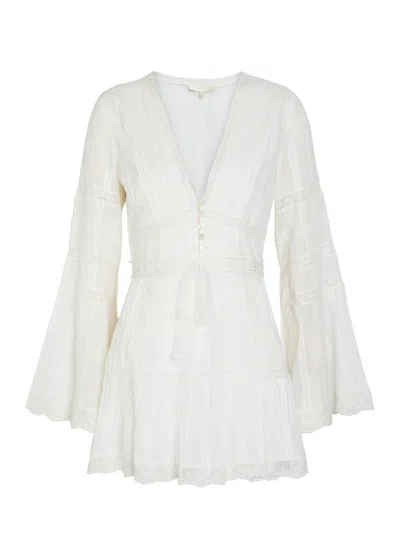 Loveshackfancy Kinsale Lace-trim Cotton Mini Dress In White