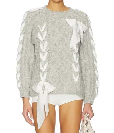 LOVESHACKFANCY KLOSS PULLOVER SWEATER IN GREY MELANGE