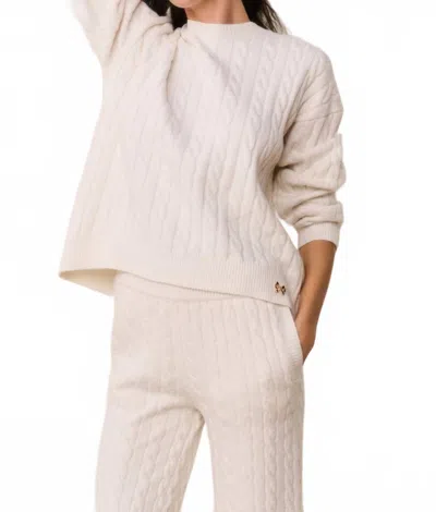 Loveshackfancy Kym Cable Knit Sweater In Ivory In White