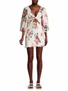 Loveshackfancy Kyndra Tie-front Cutout Shirred Floral-print Cotton Mini Dress In Pink