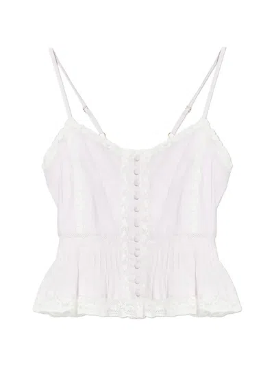 Loveshackfancy Lace Button Top In White
