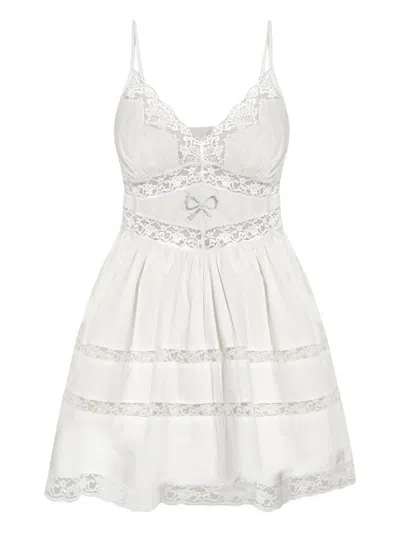 Loveshackfancy Zima Lace Trim Mini Dress In Optic White