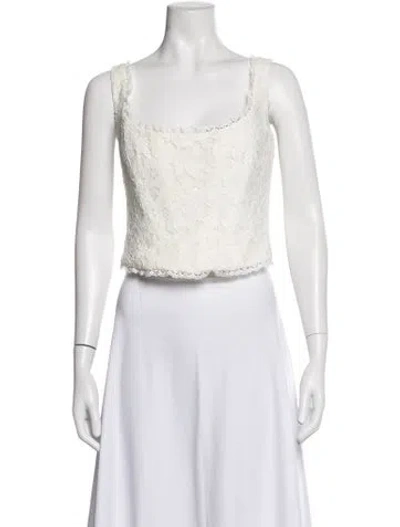 Pre-owned Loveshackfancy Lace Lace Pattern Top In White