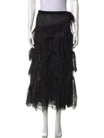 Pre-owned Loveshackfancy Lace Midi Length Skirt In Black