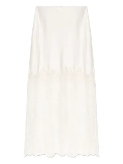 Loveshackfancy Lace-panel Midi Skirt In White