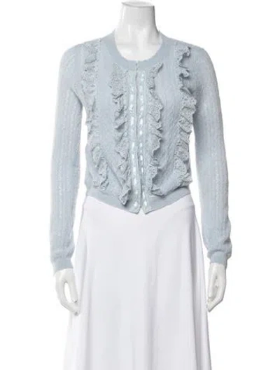 Pre-owned Loveshackfancy Lace Pattern Crew Neck Sweater In White
