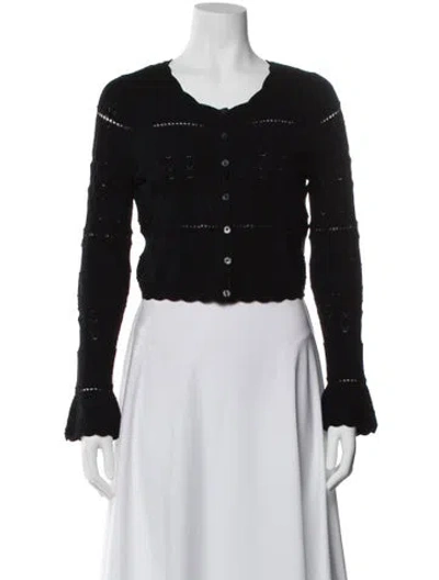 Pre-owned Loveshackfancy Lace Pattern Crew Neck Top In Black