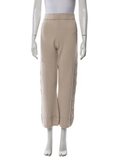 Pre-owned Loveshackfancy Lace Pattern Embroidered Accent Sweatpants W/ Tags In Neutrals