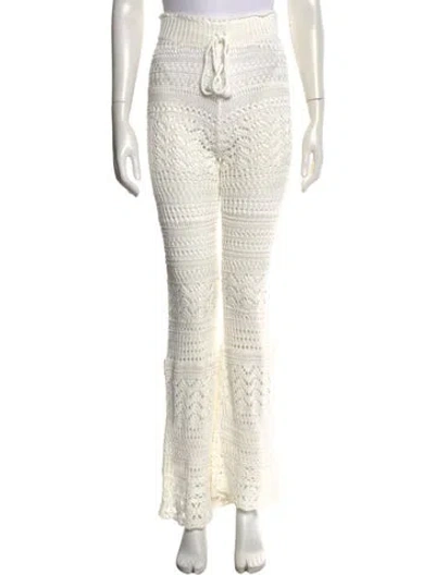 Pre-owned Loveshackfancy Lace Pattern Flared Pants W/ Tags In White